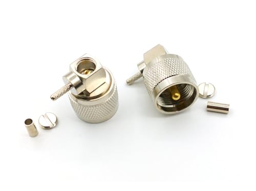 2 Stück UHF-STECKER PL259 SO239 UHF-Stecker 90-Grad-Winkel-Crimp for RG316 RG174 RG179 LMR100-Kabel HF-Koaxialadapter