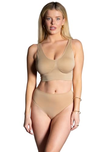Seamless Bra with Removable Pads and Single Layer in Back Beige