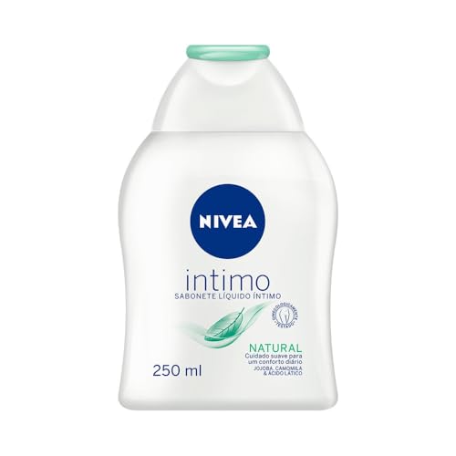 NIVEA Sabonete Líquido Íntimo Natural 250ml, Limpeza Suave, Mantém pH Natural, Óleo de Jojoba, Cuidado Delicado, Uso Diário