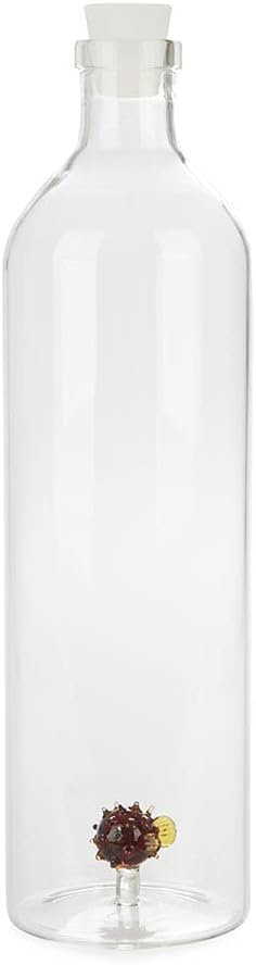 Balvi Atlantis Globefish Bottle Glass Water Bottle Fish Shape Cap Silicone B