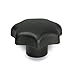 JW Winco Type K Glass Filled Nylon Plastic Blind Hand Knob with Thread Insert, Threaded Hole, M10 x 1.5 Thread Size x 22mm Thread Depth, 63mm Head Diameter (Pack of 1)