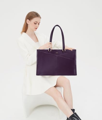 Image of LOVEVOOK Laptop Bag for Women 15.6 Inch Tote Bags Waterproof Leather Briefcase Computer Women Business Office Work Bag,Mulberries Purple