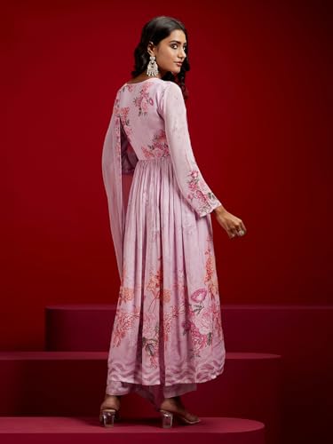 Image of Libas Womens Woven Design Silk Blend Straight Kurta With Trousers and Dupatta | daily wear suit