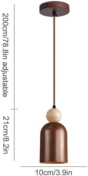Miniatura 5 de Nordic Retro Bedside Pendant Light Modern Solid Wood Shade Hanging Lamp with Travertine Accents 78.8IN Adjustable Cord Chandelier for Dining Room