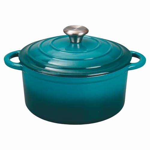 Galileo Les Cocottes SìChef - Cacerola con tapa, 20 cm, hierro fundido esmaltado, inducción, color azul