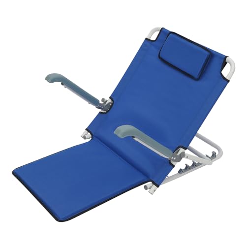 Steeviuzj Dossier de lit réglable avec 5 niveaux d'inclinaison, bleu, fer/mousse/tissu, pliable, 67 x 57 cm, aide au siège de lit élévateur avec coussin...