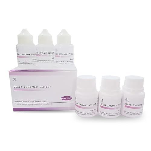 Dental Glass Ionomer Cement GIC Pack of 3 Powder and 3 Liquid Bottles Radio Opaque Strong Bonding Restorative Dental Material for Filling Luting and Clinical Use