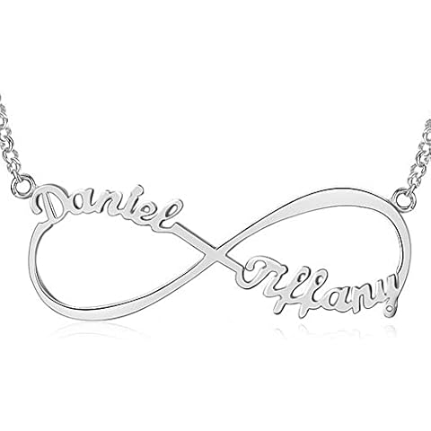 Lam Hub Fong Name Necklace Personalized Custom Name Necklace Personalized Name Necklace Sterling Silver Infinity Necklace with Name for Couples Gold Name Necklace (Silver) Cover