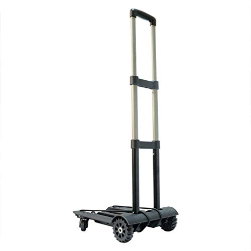 JKSVTF Carrito de compras para el hogar, de aleación de aluminio, carrito de equipaje de cuatro ruedas, plegable, portátil, con carga de aproximadamente 45 kg, camiones de mano