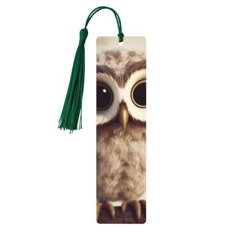 タッセルペンダント付きかわいいフクロウ木製しおり ユニークなハンドメイド木製ブックマーク ギフトクラフトブックマーカー ブック愛好家向け ページマーカー オーナメント 誕生日プレゼントに最適