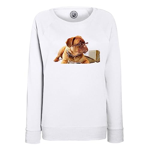 Sweatshirt femme bouledogue francais lunette petit chien