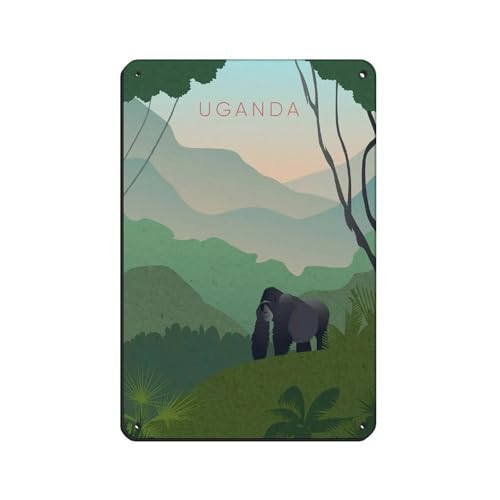 IYTAFGYT Affiche de voyage minimaliste Ouganda en métal vintage pour pub, club, café, bar, maison, décoration murale, affiche rétro 20 x 30 cm
