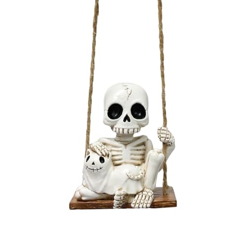 Milageto Adorno Colgante de Esqueleto para Espejo de Coche, Accesorio para Colgar en, Figura de Esqueleto, decoración de Coche para árboles