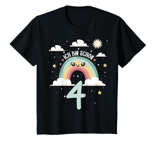 4. Geburtstag Kindergeburtstag Vierter Geburtstag Regenbogen T-Shirt