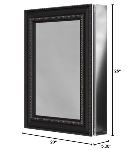 KOHLER 2967-BR1 20" W x 26" H Bathroom Medicine Cabinet with Framed Mirror Door, Recessed or Surface Mount Bathroom Wall Cabinet, Oil-Rubbed Bronze