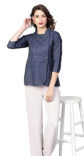 Image of Yash Gallery Women's Denim Regular Fit Top