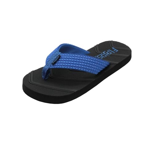 FLOJOS Boy's Flip Flop Sandal, Blue/Black, 4 Little Kid