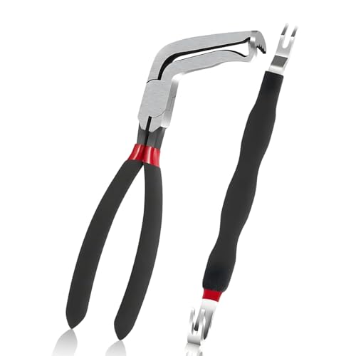 2Pcs Electrical Disconnect Plier 37980,8 inch 60 Degree Electrical Connector Pliers for Cars, 13120 Connector Separator, Fuel Line Hose Disconnect Tools with Anti-slip Handle, Push Tab Style Plugs