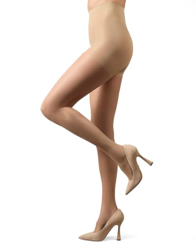Image of MeMoi Control Top Crystal Pantyhose for Women, Breathable Sheer Tights, Control Top Sheer Stockings, Comfortable Panty Hose
