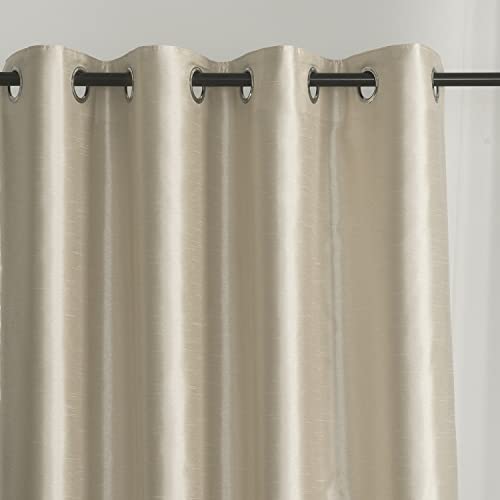 Image of GYROHOME Extra Long Curtains 120 Inch Long for Loft,Faux Silk Room-Darkening Blackout Curtains (Beige Liner) Fully Lined Solid Window Treatment Drapes (2Panel,52x120inch,Light Glod)