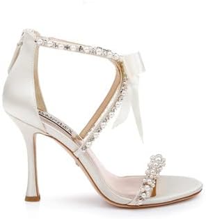 Badgley Mischka Women's Nayeli Heeled Sandal, Ivory Satin, 8 | Image 2