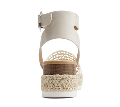 Image of Soda Topic Open Toe Buckle Ankle Strap Espadrilles Flatform Wedge Casual Sandal