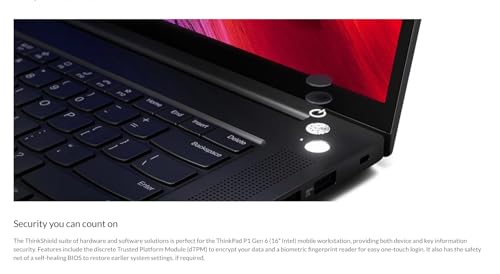Image of Lenovo Gen 6 ThinkPad P1 Laptop with Intel Core i7-13700H Processor, 16 inch WUXGA Non-Touch Display, 32GB DDR5-5600MHz RAM, 1TB Gen4 Performance SSD, NVIDIA RTX 2000 ADA GPU 8GB GDDR6, and Win 11 Pro