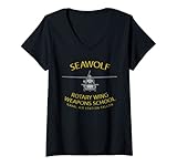 Damen Rotary Wing Weapons School NAS Fallon MH-60 Sea Hawk T-Shirt T-Shirt mit V-Ausschnitt