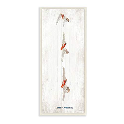 Stupell Industries Lake Diving Wood Textured Sports Painting, Design by Front Porch Pickins Art, 7 x 17, Wall Plaque