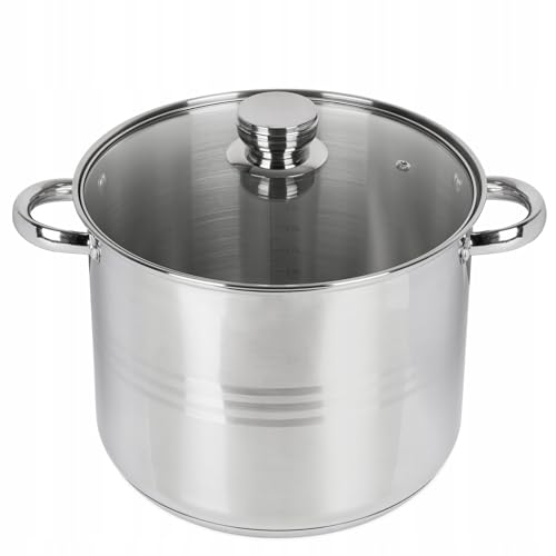 Edelstahl Großraumtopf 15L Kochtopf Glasdeckel Topf Suppentopf Induktion 30cm