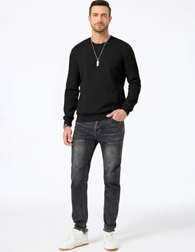 JMIERR Mens Crewneck Sweatshirt Casual Long Sleeve Texture Pullover Shirt for Men4