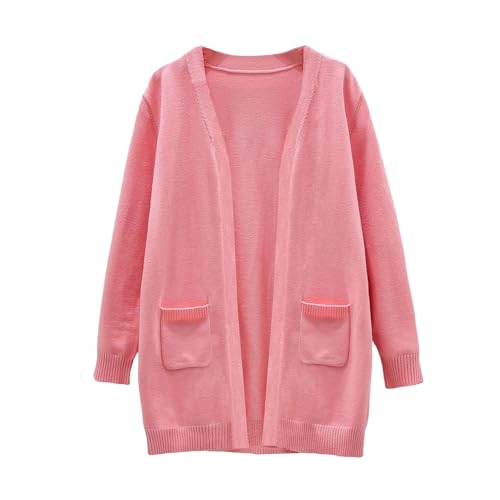 Girl's Open Front Cardigan Long Sleeve Knit Sweaters Kids Solid Casual Loose Outerwear Coats with Pockets4