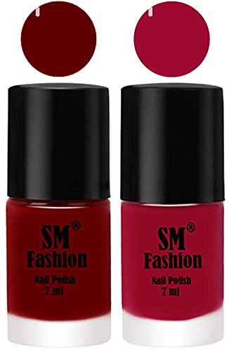 Image of Long Lasting Nail Polish | Nail Paint Combo 7 ml Each) - Set of 2 Dark Red-Pure Wine