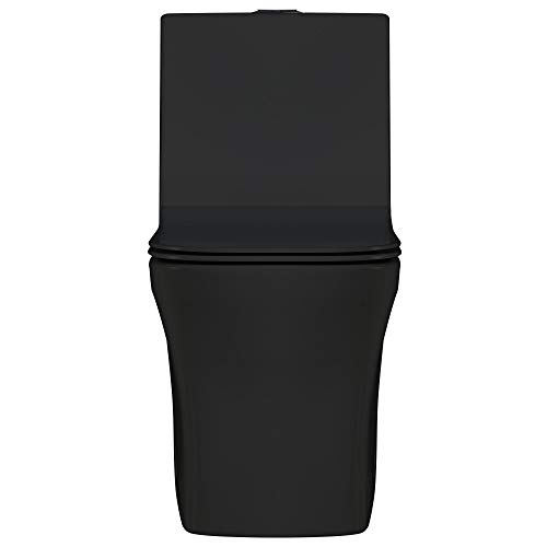 Inodoro de una pieza Fine Fixtures con doble descarga y alta eficiencia, color negro (modelo MOTB9BL) miniatura 2