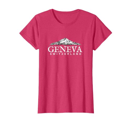 Geneva Switzerland T-Shirt, Swiss Alps Mountain Shirt T-Shirt, Women, Red Heather, Medium