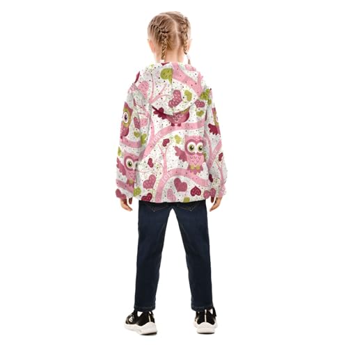 OTVEE Owls Birds in Spring Pink Kids Hoodie Jacket Fall Spring Full Zip Warm Outwear Coat4