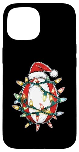 Hülle für iPhone 15 Weihnachtsmütze mit Rugbyballspieler-Team-Motiv