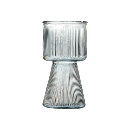 Image of Incrizma Glass Vase for Flower Modern Vase Home Decor for Centerpiece Table Living Room, Bedroom Wedding Housewarming Decorations Vases RibbedVase (19 cm - Smoke Gray)