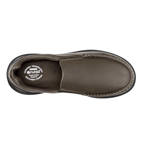 Image of FitVille Wide Slip on Shoes for Men Black Dress Shoes Leather Loafers Business Casual Shoes, Comfortable Simple Shoes - EasyWalk V1