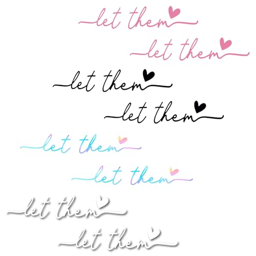 Image of 8 Pieces Let Them Sticker,Cute Rearview Mirror Decal,Water Proof Car Mirror Stickers,for Decoration of Other Parts of the Car Body (Black,White,Colorful Laser,Pink)