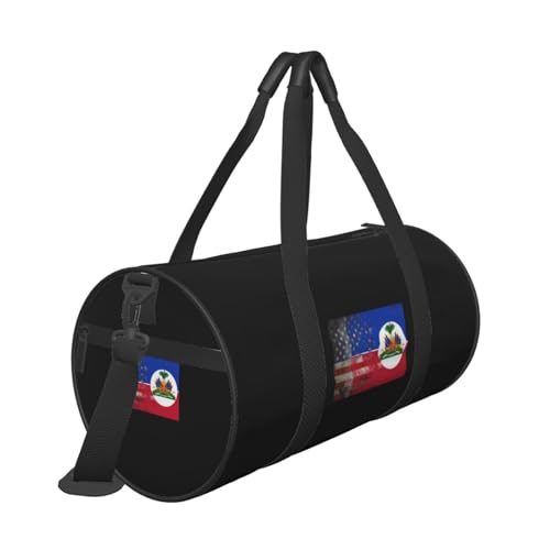 Retro American Haitian Flag Convertible Garment Bag with Shoulder Strap, Carry on Garment Duffel Bag for Men Women - Rolling Foldable for Travel Luggage Bags (Black)4