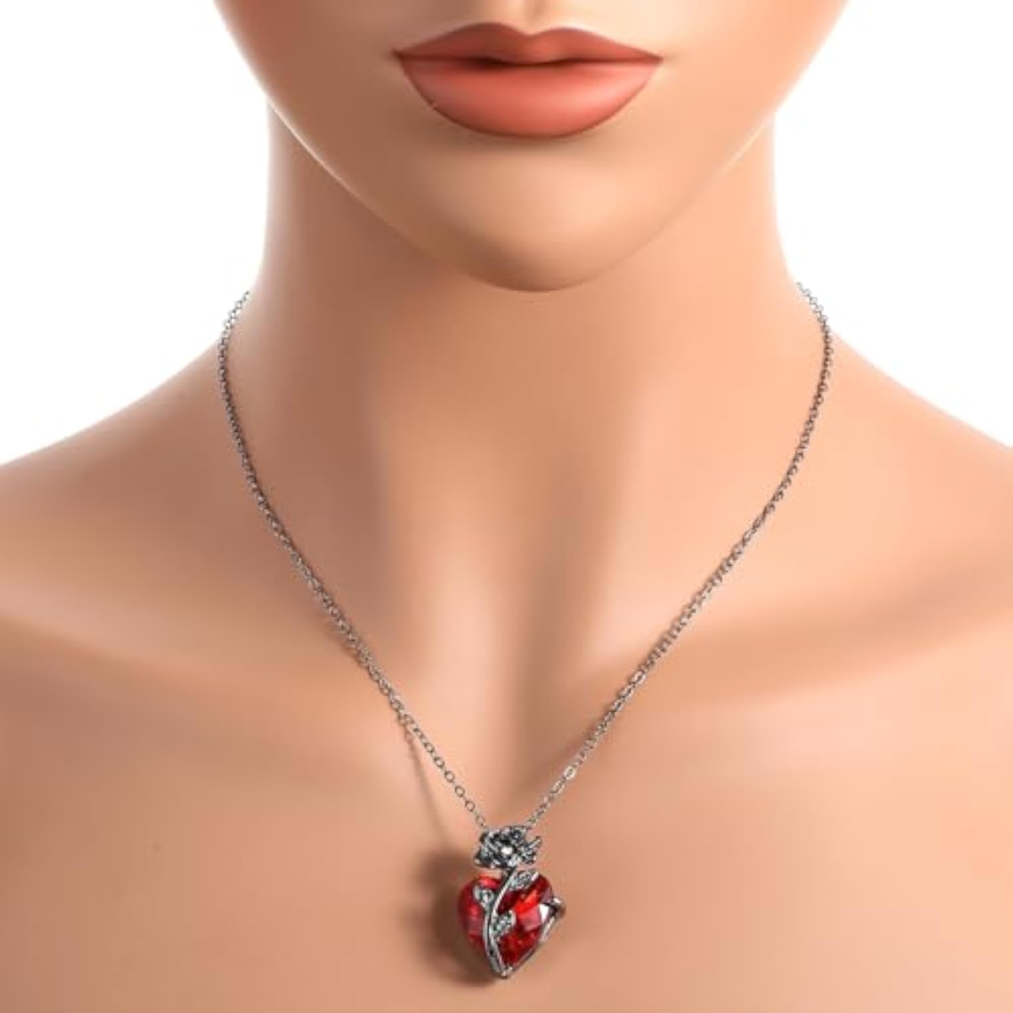 Gothic Rose Heart Necklace, Unisex Gothic Jewelry