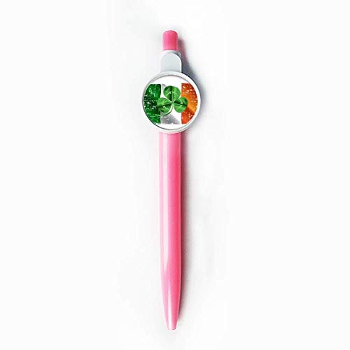Stylo à bille rétractable Irlande avec motif trèfle national vert pour écriture