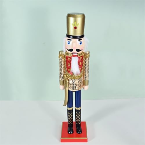ENLAYER Nutcracker Figures Set of 15 Christmas Decorative, Nutcracker Puppet Wooden Pure Hand-Painted Nutcracker, Festive Collectible Puppet Toy Kids Gifts Christmas Decorations (10Inch-CCC)