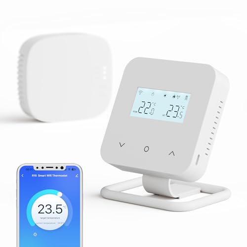 Thermostat sans Fil programmable quotidiennement avec récepteur,Thermostats WiFi pour chaudières à gaz et fioul,Prise en Charge de la Commande vocale Alexa et Google Home,Compatible avec Tuya Smart