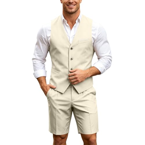 Costume homme deux pièces gilet short de loisirs et combinaison d'été