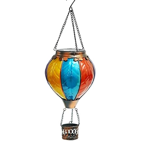 LOGUIDE Hot Air Balloon Solar Lantern,Glass LED Hanging Solar Lanterns Outdoor,Garden Hanging Lantern Lights,Waterproof Decorative Lanterns for Lawn Porch Tree Yard Decorations Cover
