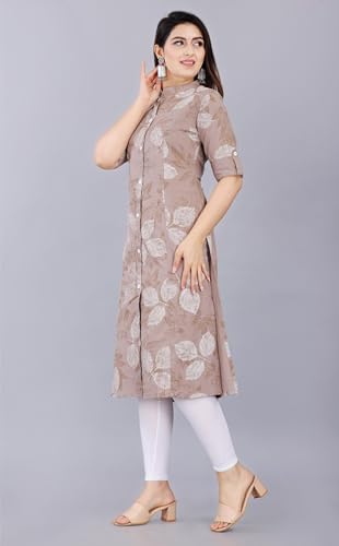 Image of Women Printed Collar Neck Half Sleeve Regular Fit Formal Kurti for Women's