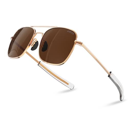 Image of Aviator Sunglasses for Mens Women 53mm TAC Polarized Lense Pilot Military Style Metal Frame with Bayonet Temples