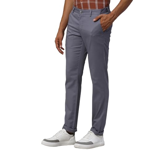 Image of Park Avenue Men's Regular Fit Mid Rise Neo Fit Cotton Blend Solid Pattern Flat Front Casual Chinos